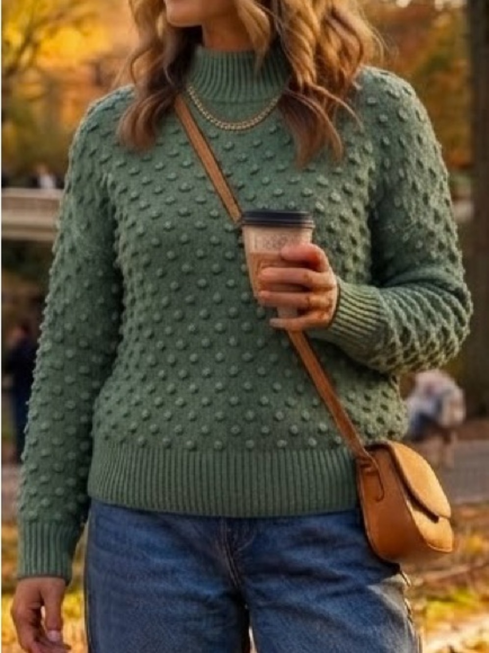 LEGO Target Green Textured Bobble Mock Neck Sweater S Granola Gorpcore  Outdoor